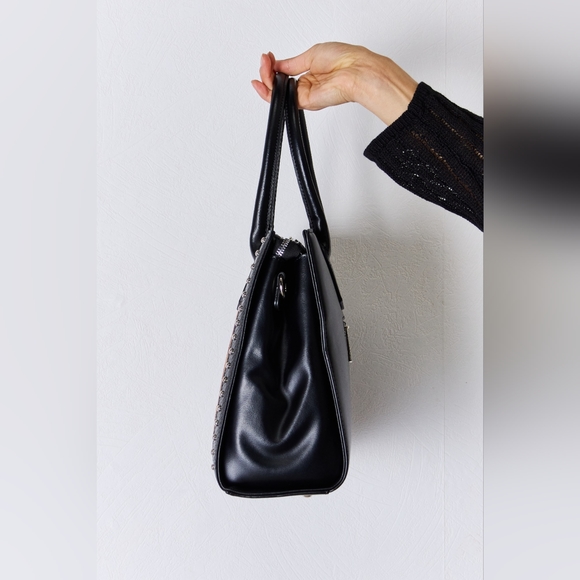 David Jones Leopard Contrast Rivet Handbag - Picture 3 of 8